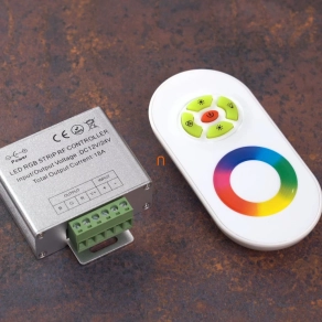   LED szalag RF vezérlő 144W (12VDC), 288W (24VDC), 4A*3CH, színtárcsás, 433,92MHz, IP20  - DEL1296 deLux