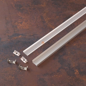   LED szalaghoz alumínium sín szett oldalfali sín 20mm-es szalaghoz, 1fm + opál takaró + 2 db rögzítő + 2 db végzáró  - DEL1487 deLux