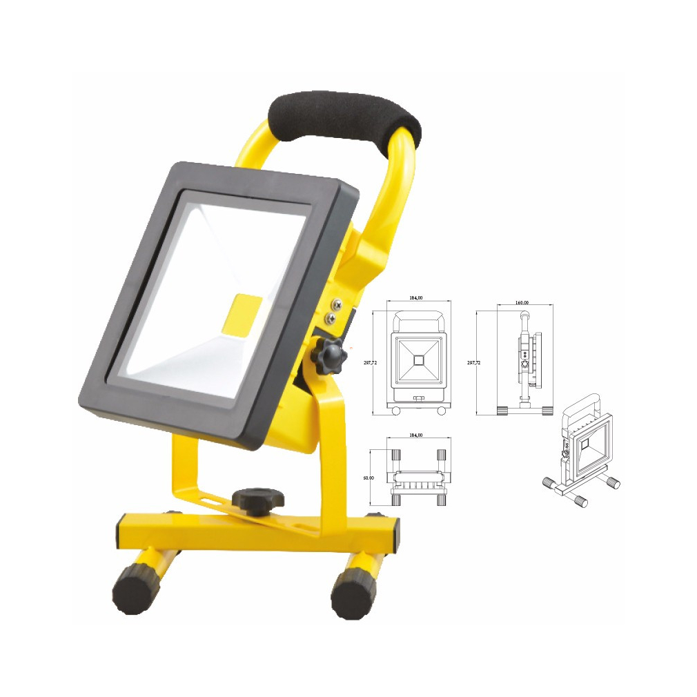 Reflektor 20W LED, hordozható SLIM 1200lm, 12VDC, IP65, 6000K, akkumulátoros - deLux DEL1600