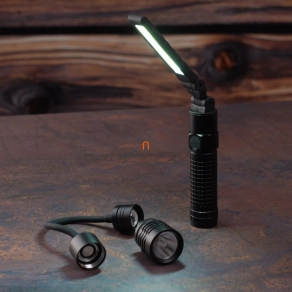   LED elemlámpa, 3 különböző fejjel, akkumulátoros  - 1x18650 - , 350lm, műanyag dobozban  - DEL1622 deLux