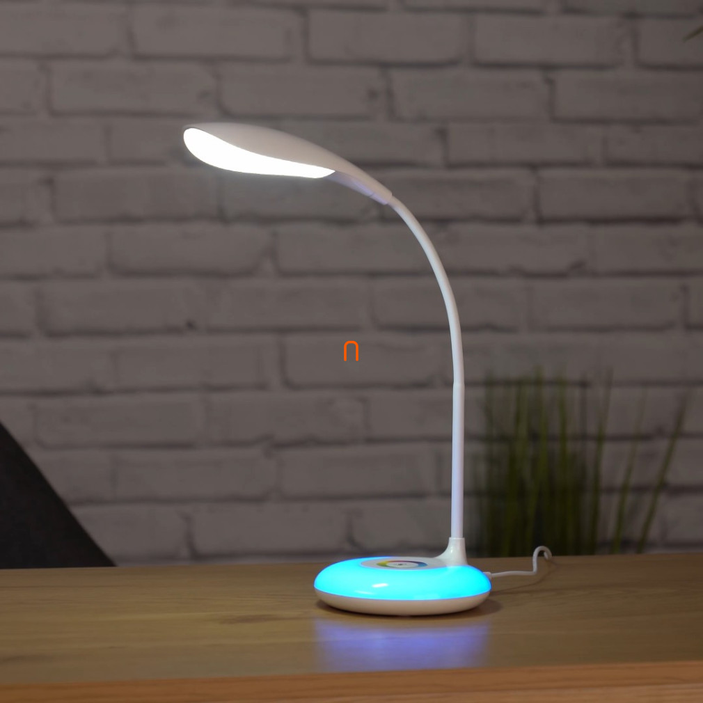 LED asztali lámpa, RGB talp, szabályozható fényerő, 3,5W, 320lm, 5000K, fehér, hálózati adapterrel - deLux DEL1684, hálózati adapterrel, 320 lm, 3,5 W