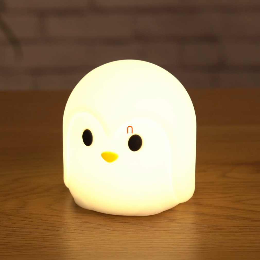 Pingvines éjjeli LED lámpa gyerekszobába 10 cm - Asalite ASAL0306, színátmenetes üzemmód, tölthető,3,7V, 2200mAh, 3000 K +RGB, 1 W