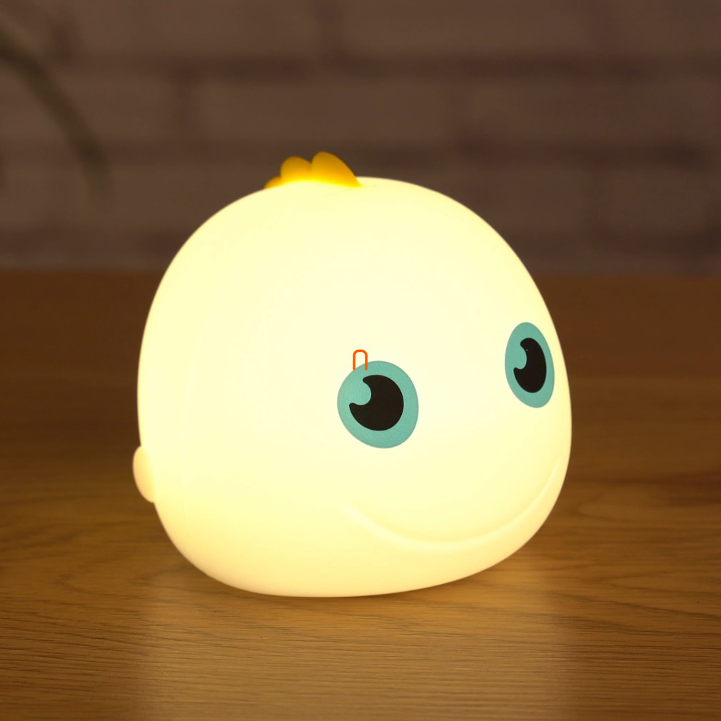Halacskás éjjeli LED lámpa gyerekszobába 11 cm - Asalite ASAL0307, színátmenetes üzemmód, tölthető,3,7V, 2200mAh, 3000 K +RGB, 1 W