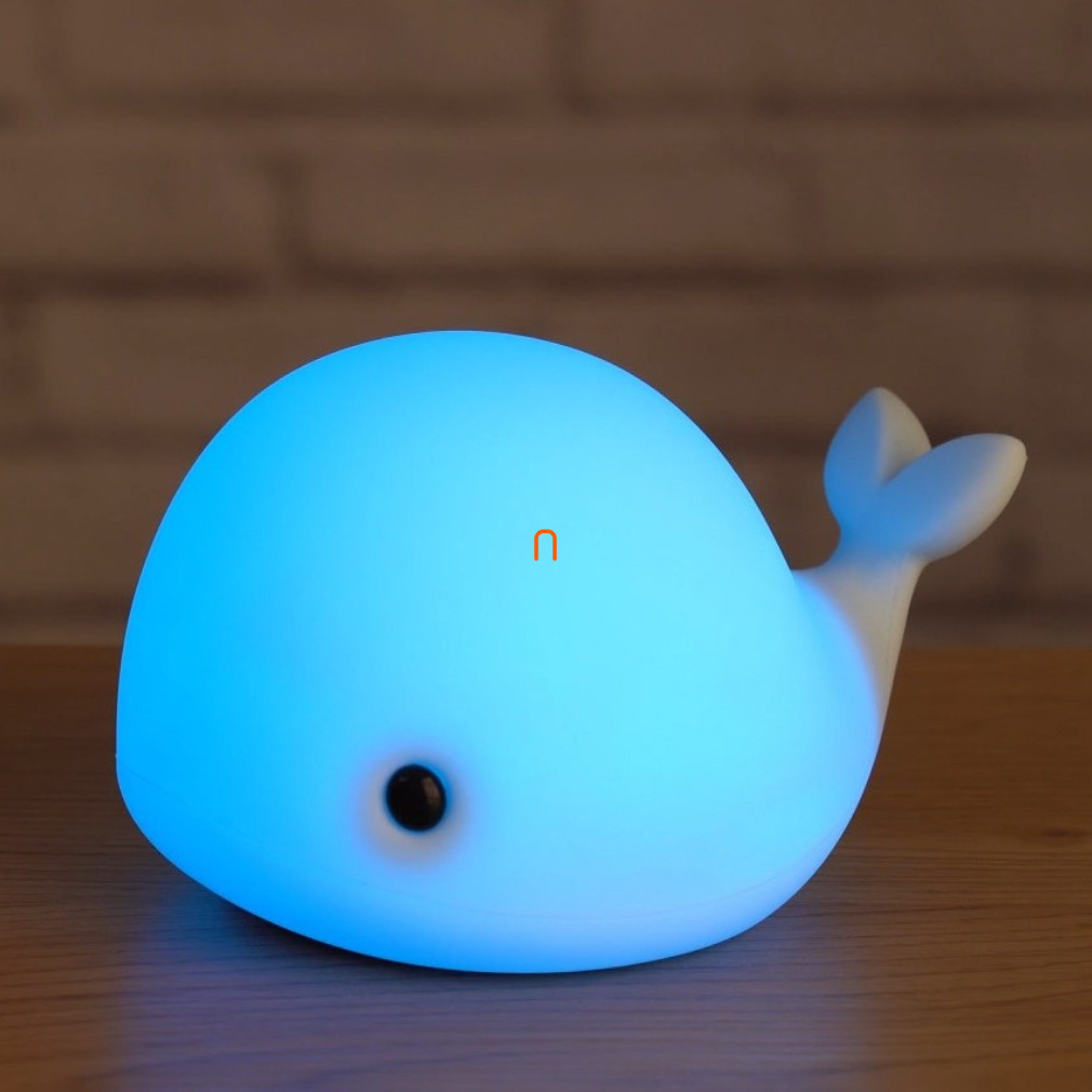 Delfines éjjeli LED lámpa gyerekszobába 9 cm - Asalite ASAL0308, színátmenetes üzemmód, tölthető,3,7V, 2200mAh, 3000 K +RGB, 1 W