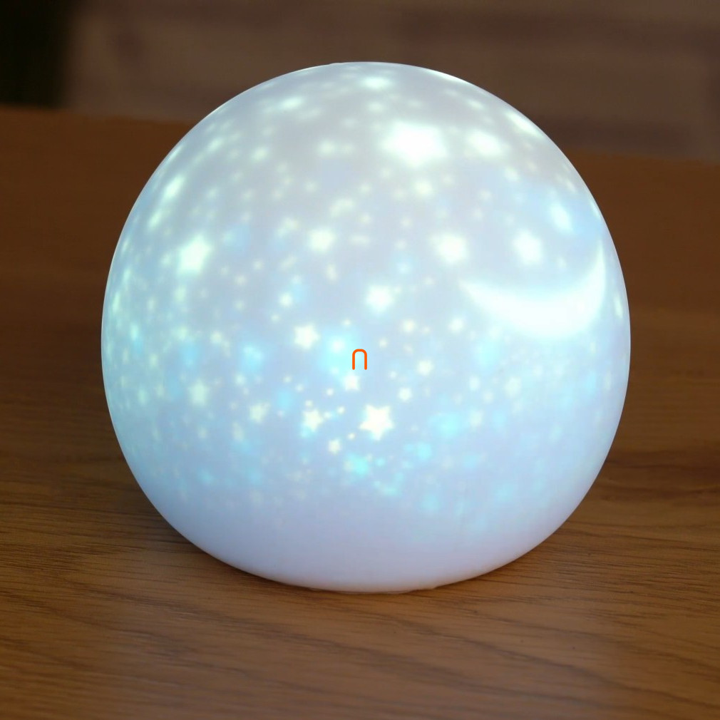 Csillaggömb éjjeli LED lámpa gyerekszobába 11 cm - Asalite ASAL0309, pulzáló, színátmenet, villogó üzemmód, tölthető,3,7V, 2200mAh, 1 W
