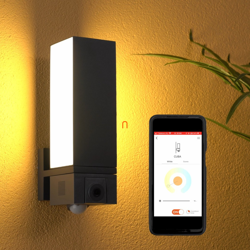 Connect Smart kamerás kültéri fali LED lámpa mozgásérzékelővel 17,3 W, hideg-melegfehér - Cuba Lutec 5193812118