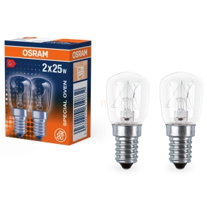   Osram E14 sütőizzó 25W, 140 lm, 2700 K, melegfehér, áttetsző üveg, 2 darabos bliszter - Special Oven T26/57