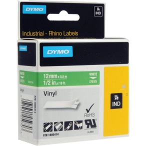 Dymo RHINO színes PVC 12 mm fehér/zöld 1805414