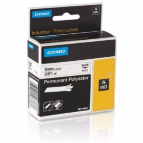   Dymo szalag 9mm x5,5m fehér ID1 polieszter, /18766/18482/ Rhino 5000-hez