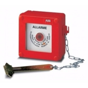   ABB Vészjelző falonkívüli, IP55 Betörhető üveges, kalapáccsal, 100x100x50mm M131800000