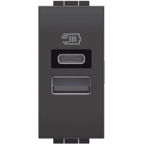   BTICINO L4191AC LL - USB töltőaljzat (15W - type: A+C), 1m, antracit