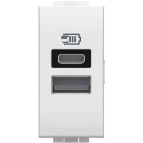   BTICINO N4191AC Livinglight kettős USB A/C töltő 5VDC 3000/1500mA 1M fehér