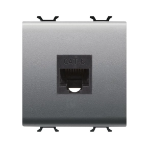   Chorus titánium 1xRJ45 Cat6 UTP aljzat, 2 modulos GW14435 Gewiss