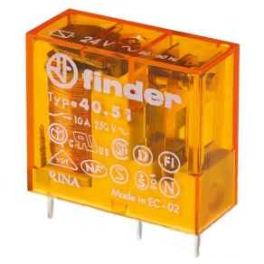   Finder 40.51.8.110 miniatűr print/dugaszolható relé 1CO(váltó) 10A 110V AC, 5mm lábkiosztás