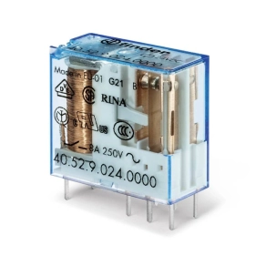   Finder 40.52.9.024 relé 2CO(váltó) 8A 24V DC, 5mm lábkiosztás NYÁK-ba vagy foglalatba
