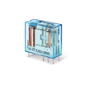   Finder 40.62.9.024.4000 relé 2CO(váltó) 10A 24V DC, 5,3mm lábkiosztás