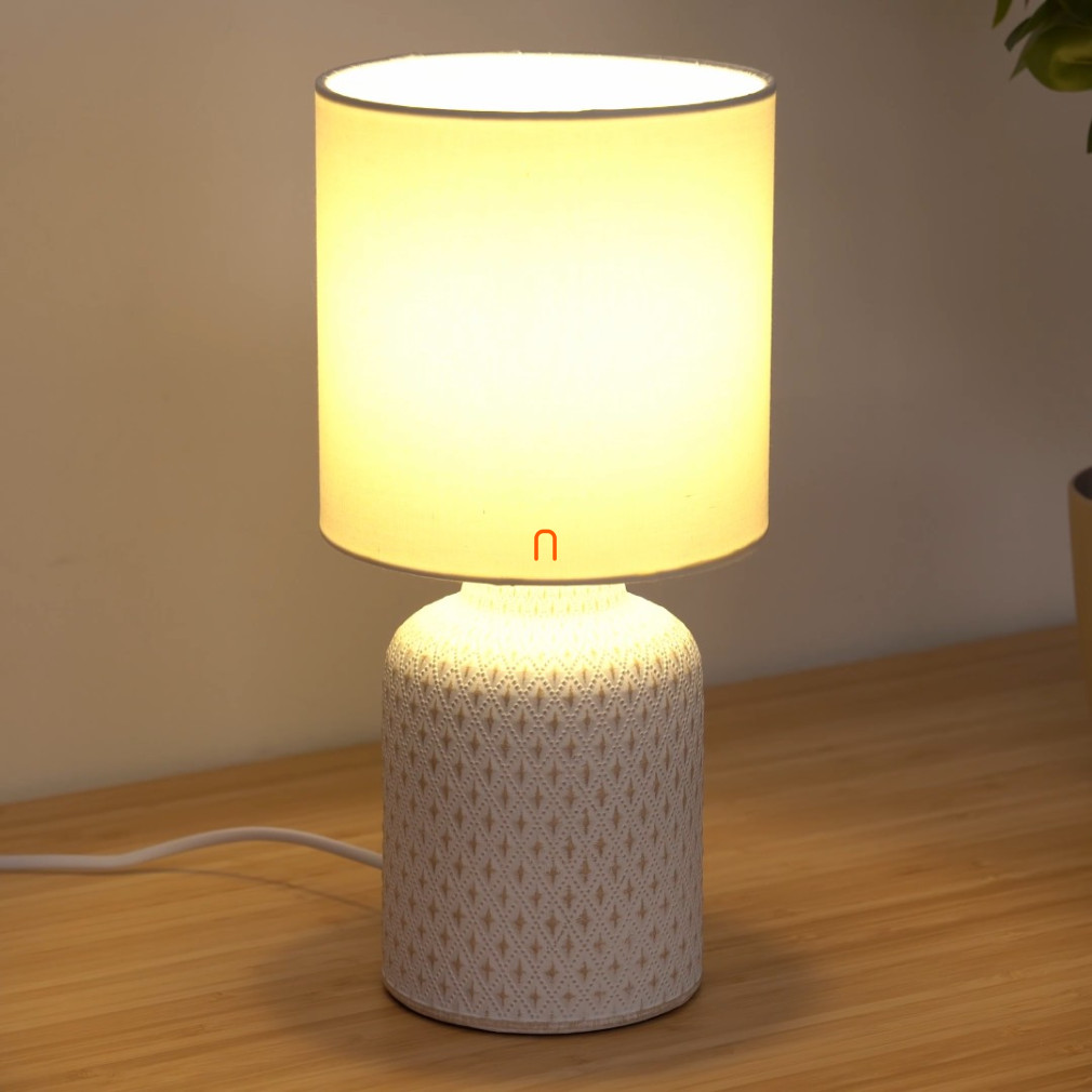 Textil asztali lámpa bézs színben, 32 cm - Ravello Luce Design I-RAVELLO-L BCO, 1xE14 foglalattal