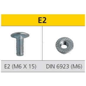   Celo 9E2 lencsefejű kábeltálcacsavar M6x15 mm M6 hatlapanyával, kábeltálca-elemek és szerelvények csavaros összekötéséhez