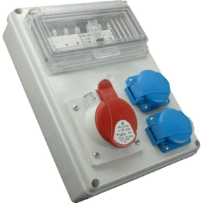   Ipari kombináció IP44, 1x16A/5P/400V + 2x250V + Kismegszakító + áramvédőkapcsoló ROS-FI 1603/S (200003) SEZ
