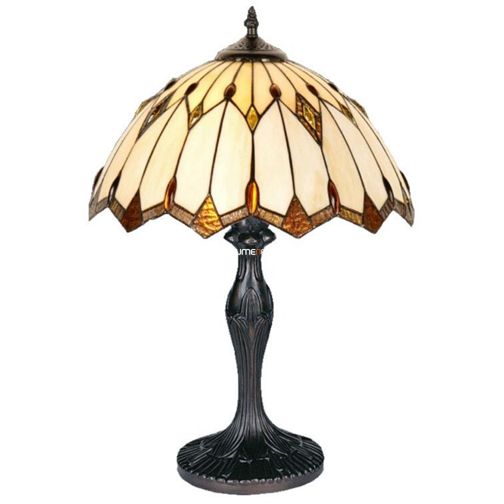 Tiffany asztali lámpa, borostyán-barna, 49 cm - Prezent 82, 1xE27 foglalattal