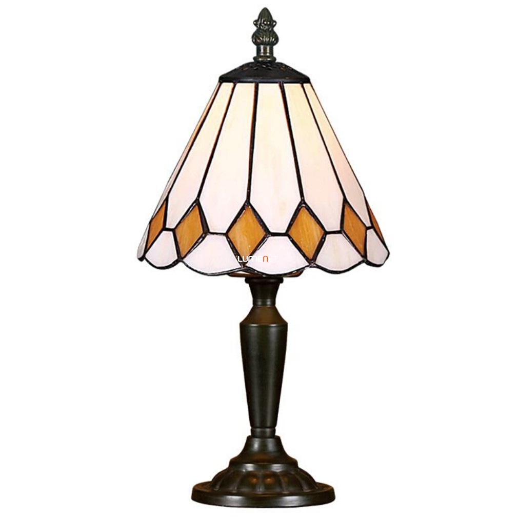Tiffany asztali lámpa, rombusz mintás, 32 cm - Prezent 90, 1xE14 foglalattal