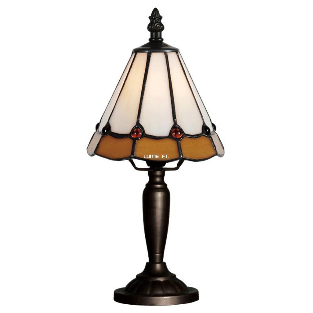 Tiffany asztali lámpa barna-piros, 32 cm - Prezent 91, 1xE14 foglalattal