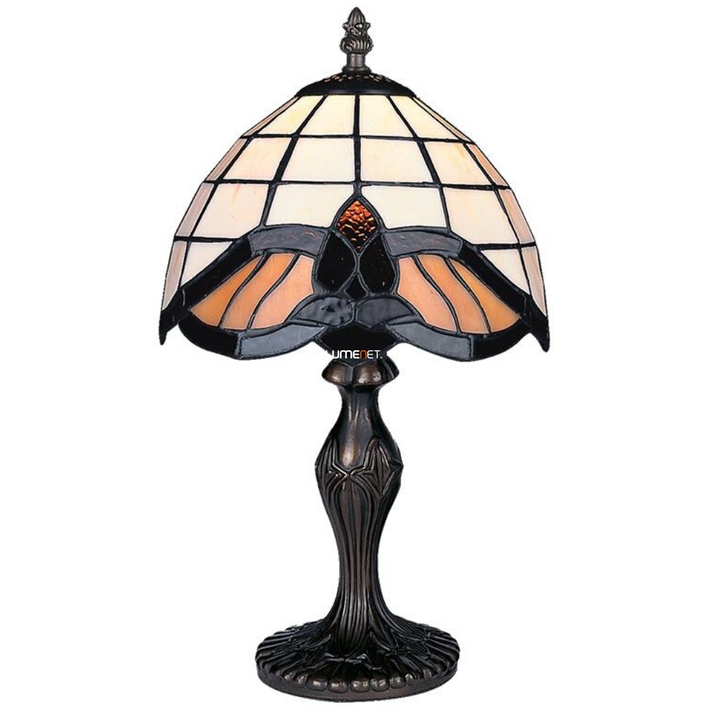 Tiffany asztali lámpa barna színekben, 35 cm - Prezent 147, 1xE14 foglalattal