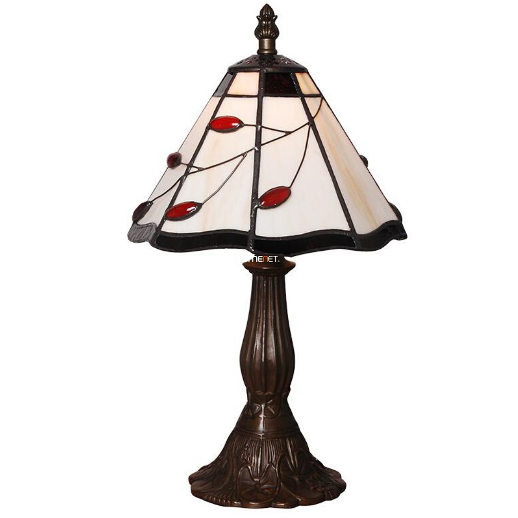 Tiffany asztali lámpa, barna-piros, 38 cm - Prezent 173, 1xE14 foglalattal