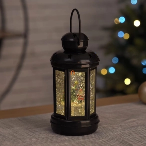   LED dekoráció – karácsonyi lámpás télapóval, 20 cm, 3x AAA, beltéri, meleg fehér, időzítő