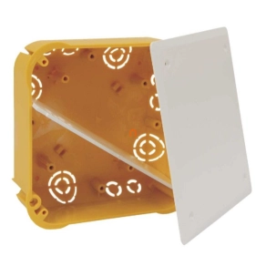   Gipszkarton kötődoboz 120x120x45mm, fedéllel és válaszfallal, sárga, KO 110/L NA Kopos