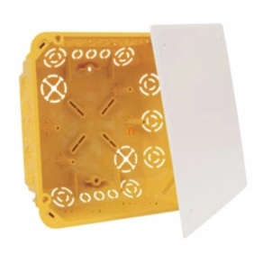   Gipszkarton kötődoboz 152x152x64mm, fedéllel, sárga IP30 (TS 35 alk.), KO 125/1L NA Kopos