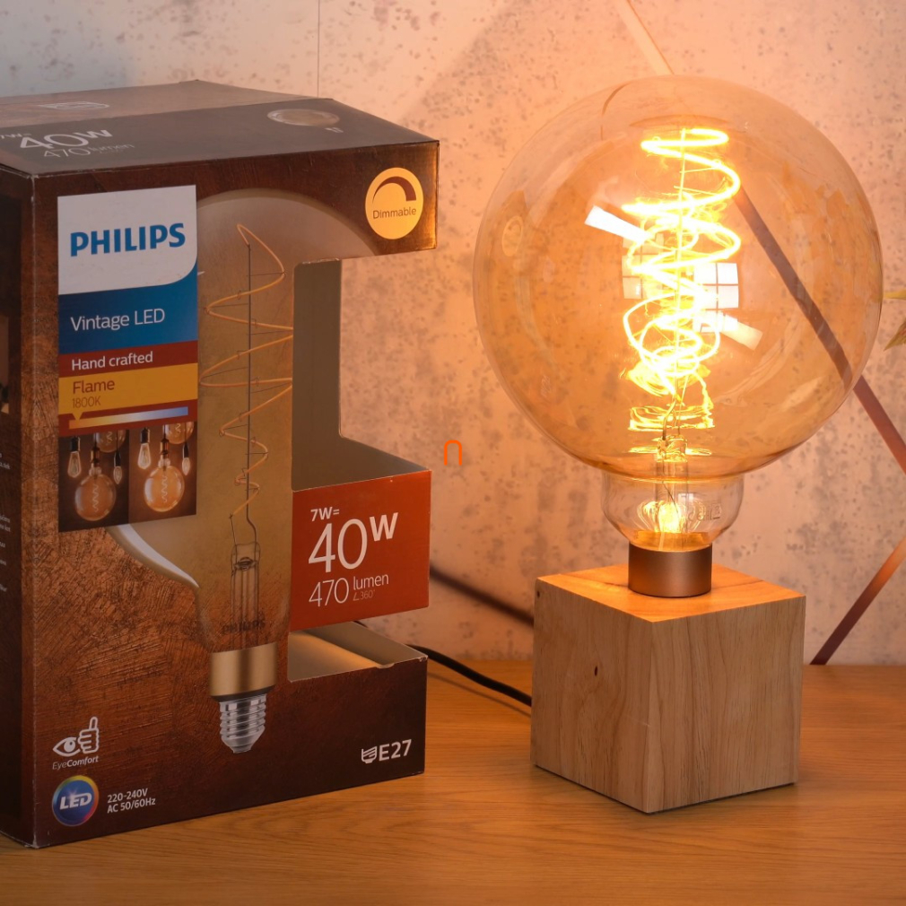 Philips E27 Vintage-Gold LED 7W 470lm 2000K melegfehér, szabályozható, D200mm - 40W izzó helyett