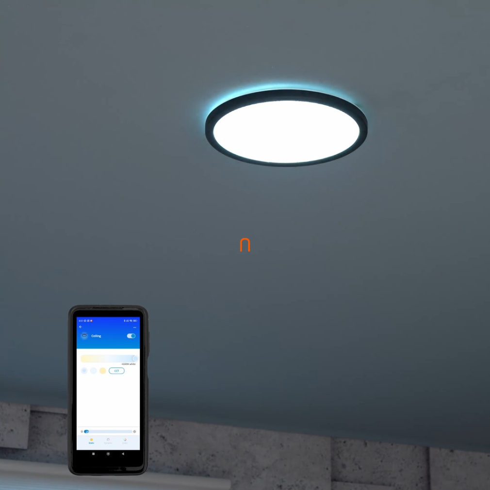 WiZ SuperSlim Wi-Fi/BT 14W 1300lm 2700-6500K szabályozható mennyezeti LED lámpa 24cm, fekete