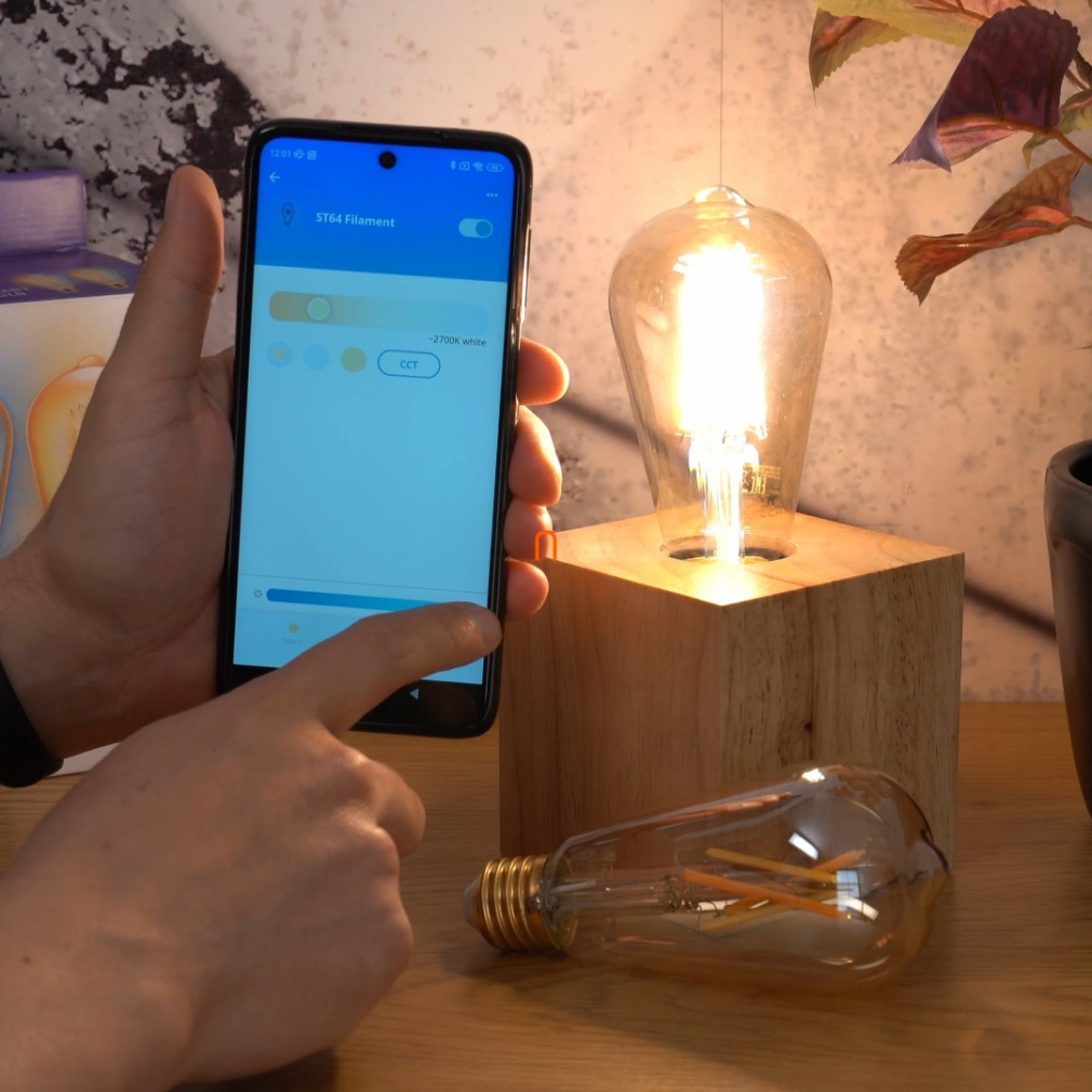 WiZ okos E27 filament LED, Edison forma, 2000-5000 K, 50 W izzó helyett, 2 darabos