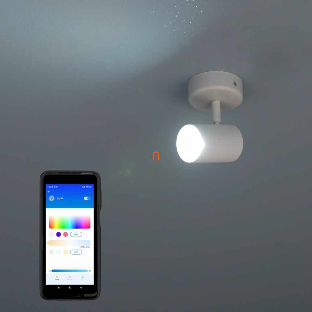 WiZ Imageo Wi-Fi/BT 1x5W 345lm 2200-6500K+RGB szabályozható LED spot lámpa, fehér