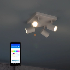   WiZ Imageo Wi-Fi, Bluetooth 4x5W 1380lm RGBW mennyezeti spot lámpa, négyzet alakú, fehér