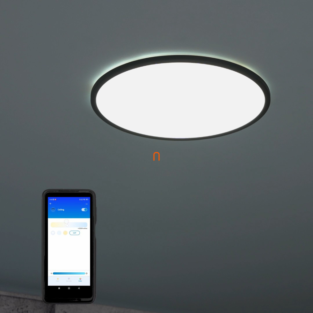 WiZ Super Slim 22W 2450lm 2700-6500K mennyezeti LED lámpa, fekete