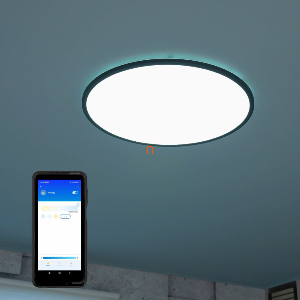 WiZ Super Slim 36W 3800lm 2700-6500K mennyezeti LED lámpa, fekete