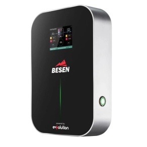   Fali elektromos autótöltő Besen WALLBOX Smart 1xT2 csatlakozó kábellel, 11 kW, 3 fázisú, DLB, (Red), IP66, fekete