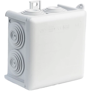   Kötődoboz vakolat fölé J80B halogénmentes világosszürke 85x85mm IP65 105641 Univolt