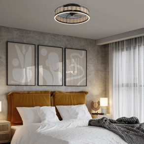   Ventilátoros mennyezeti LED lámpa távirányítóval 28 W, hideg-melegfehér, fekete-barna színű - Frana Eglo 35148