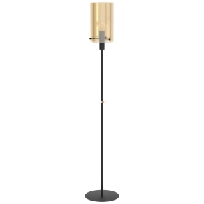   Állólámpa talpkapcsolóval, 155 cm, fekete-borostyán színű - Polverara Eglo 39542, üveg, 1xE27 foglalattal