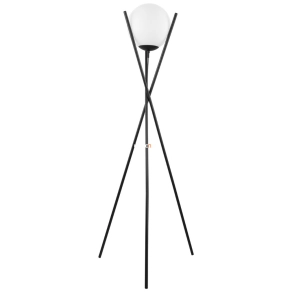   Állólámpa talpkapcsolóval, 150 cm, fekete-fehér színű - Salvezinas Eglo 39594, üveg, 1xE27 foglalattal