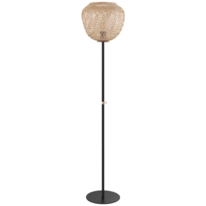   Állólámpa talpkapcsolóval, 150 cm, fa-fekete - Dembleby Eglo 43264, 1xE27 foglalattal
