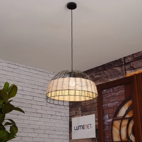   Függesztett lámpa, 50 cm, fekete-fa színű - Anwick Eglo 43312