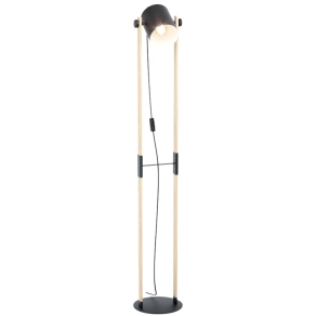   Állólámpa, 140 cm, fekete-bézs-fa színű - Hornwood Eglo 43521, zsinórkapcsoló, 1xE27 foglalattal
