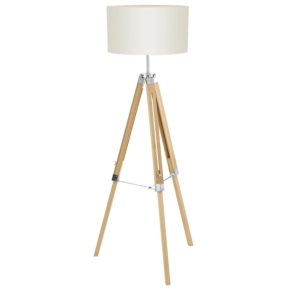  Állólámpa, 150 cm, bézs-fa színű - Lantada Eglo 44114, zsinórkapcsoló, textil, 1xE27 foglalattal
