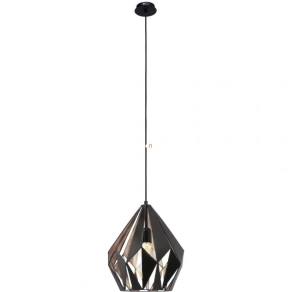   Függesztett lámpa, 31 cm, fekete-vörösréz - Carlton Eglo 49254