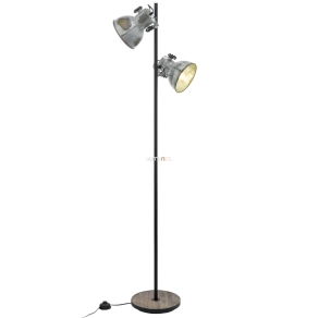   Állólámpa talpkapcsolóval, 158 cm, barna-fekete - Barnstaple Eglo 49722, fa, 2xE27 foglalattal