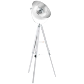   Állólámpa, 164 cm, fehér-ezüstszínű - Covaleda Eglo 49877, zsinórkapcsoló, fa, 1xE27 foglalattal